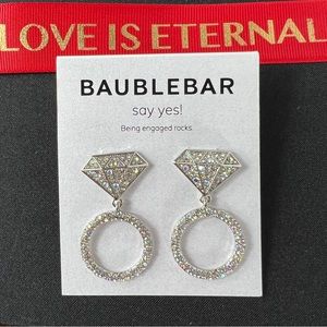 BaubleBar Silver Crystal Drop Earrings Brand New